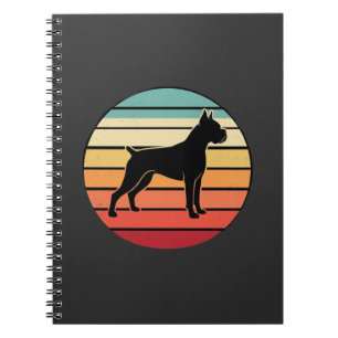 Cuaderno Silueta de perro boxer vintage retro al atardecer