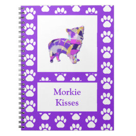 Cuaderno Silueta de perro lindo Morkie Pata Morada PY&B