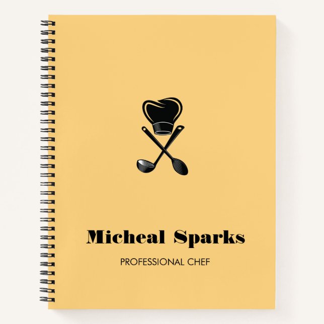 Cuaderno Silueta de sombrero de chef y cucharas beige (Anverso)