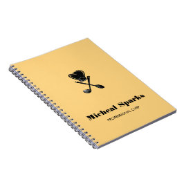 Cuaderno Silueta de sombrero de chef y cucharas beige