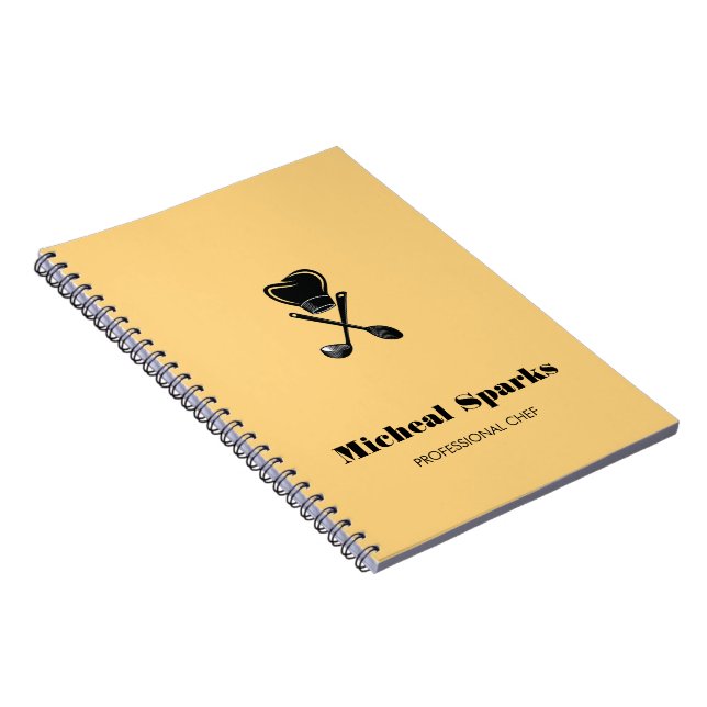 Cuaderno Silueta de sombrero de chef y cucharas beige (Lado Derecho)