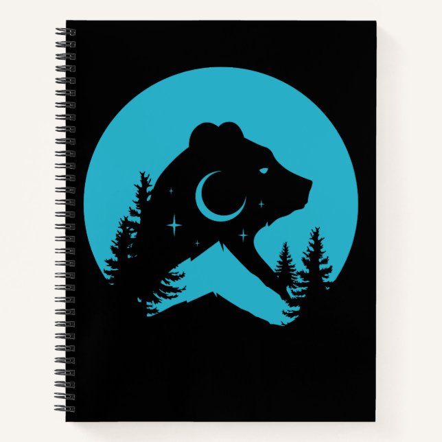 Cuaderno Silueta del bosque nocturno de Bear Mountain (Anverso)