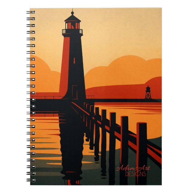 Cuaderno Silueta del Faro al Atardecer (Frente)