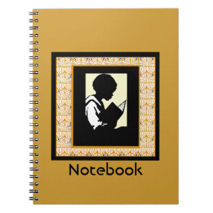 Cuaderno Silueta del muchacho que lee el libro en blanco