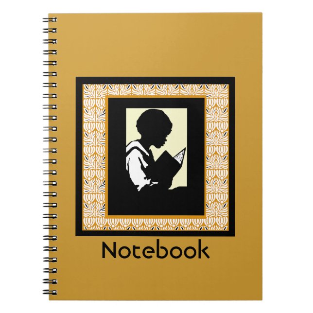 Cuaderno Silueta del muchacho que lee el libro en blanco (Frente)