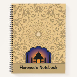 Cuaderno Silueta del Taj Mahal con nombre personalizado