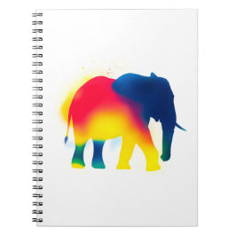 Cuaderno Silueta elefante de pintura con spray colorido