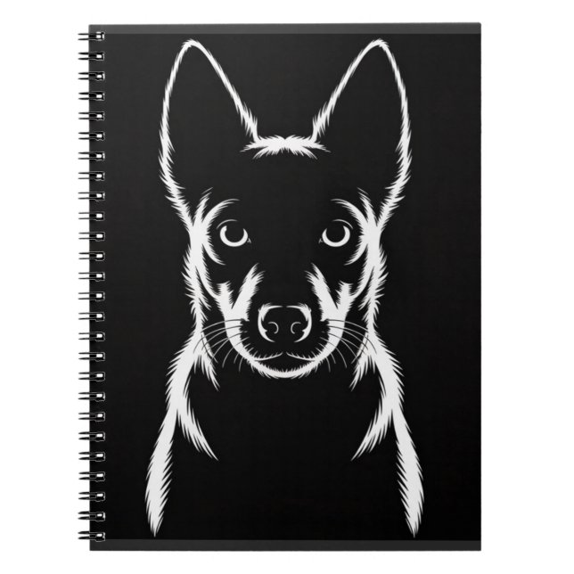 Cuaderno Silueta minimalista de perro en negro (Frente)