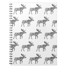 Cuaderno Silueta morada ornamental blanca y negra