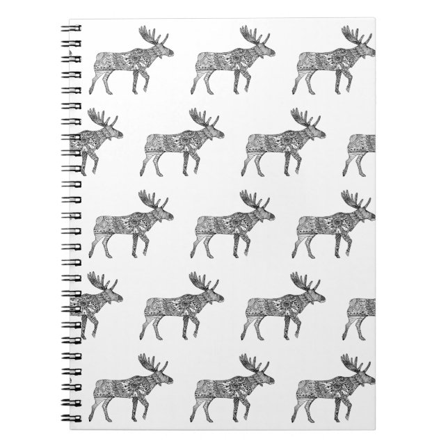 Cuaderno Silueta morada ornamental blanca y negra (Frente)