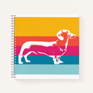Cuaderno Silueta Retro de Dachshund – Arte de Perro Pop Col