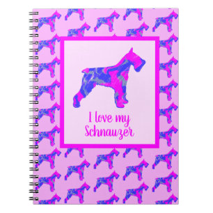 Cuaderno Silueta rosa y azul de Schnauzer Dog Lover