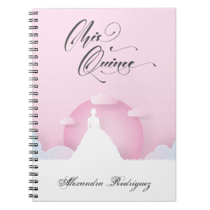 Cuaderno Silueta Rosa y Blanca con Luna Quinceañera