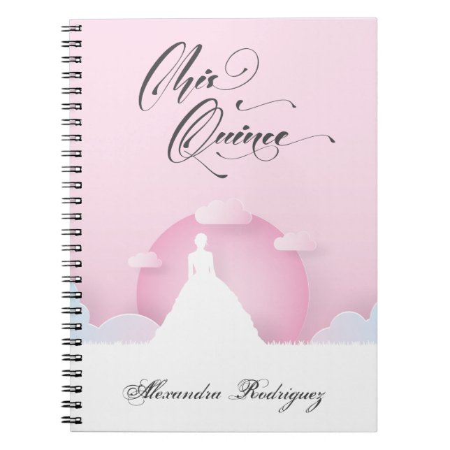 Cuaderno Silueta Rosa y Blanca con Luna Quinceañera (Frente)