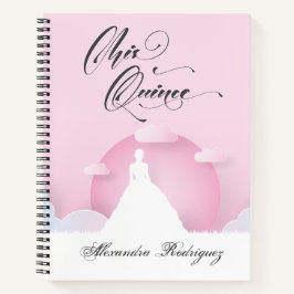 Cuaderno Silueta rosa y blanca con quinceanera lunar