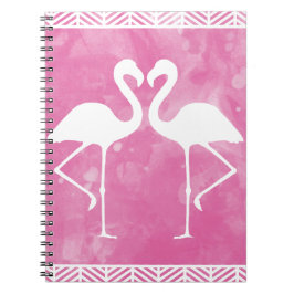 Cuaderno Silueta rosada tropical de la acuarela del