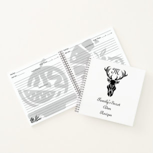 Cuaderno Silueta tribal de estaño negro Monograma Recetas d