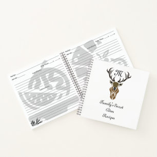 Cuaderno Silueta tribal de estaño negro Monograma Recetas d