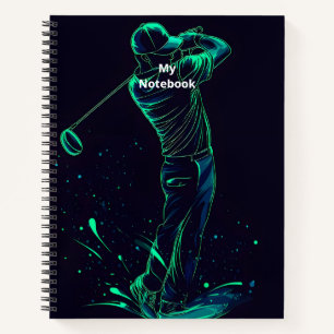 Cuaderno Silueta verde brillante de Golfer minimalista