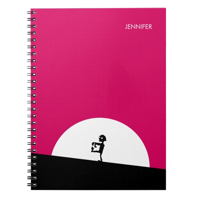 Cuaderno Silueta zombie con luna llena personalizada (Frente)