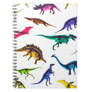 Cuaderno Siluetas de dinosaurio: patrón de sketch vintage.