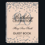 Cuaderno Silver 90th Birthday Guestbook Confetti Rubor Pink<br><div class="desc">Una elegante plantilla de libro de invitados de fiesta de cumpleaños número 90 con Confetti Purpurina plateado en Rubor Diseño rosa y texto fácil de personalizar.</div>