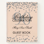 Cuaderno Silver 90th Birthday Guestbook Confetti Rubor Pink<br><div class="desc">Una elegante plantilla de libro de invitados de fiesta de cumpleaños número 90 con Confetti Purpurina plateado en Rubor Diseño rosa y texto fácil de personalizar.</div>