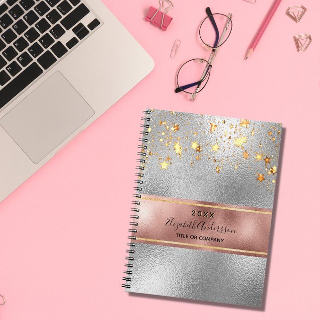Cuaderno Silver rose gold metallic stars business (Subido por el creador)