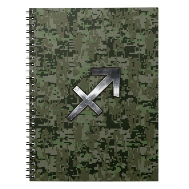 Cuaderno Silver Sagittarius Zodiac Woodland Digital Camo (Frente)