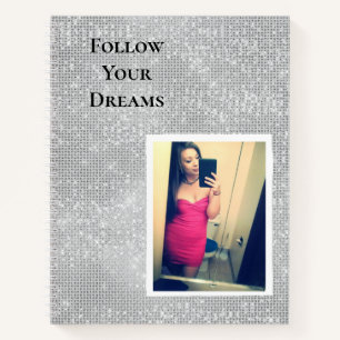 Cuaderno Silver Sparkle Your Photo Personaliza la cita