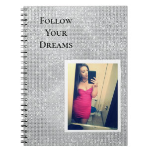 Cuaderno Silver Sparkle Your Photo Personaliza la cita