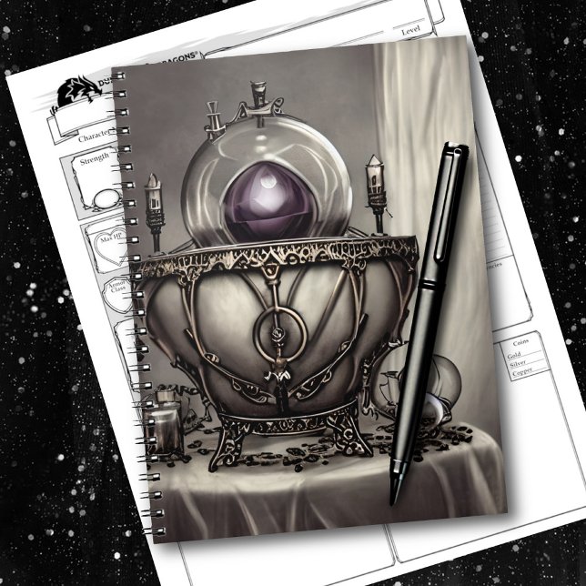 Cuaderno Silvery Ornate Cauldron con bola de cristal morado (Subido por el creador)