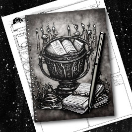 Cuaderno Silvery Steampunk Cauldron Spellbooks and Potions