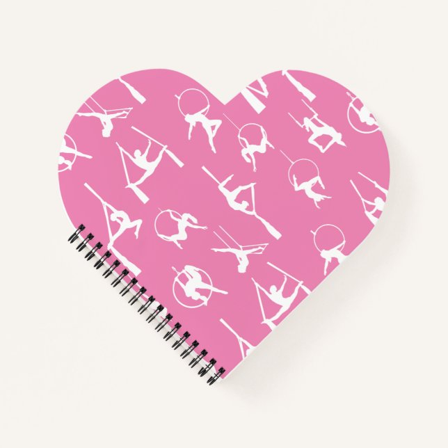 Cuaderno Silvulas aéreas aeralistas Lyra siluetas rosadas (Anverso)