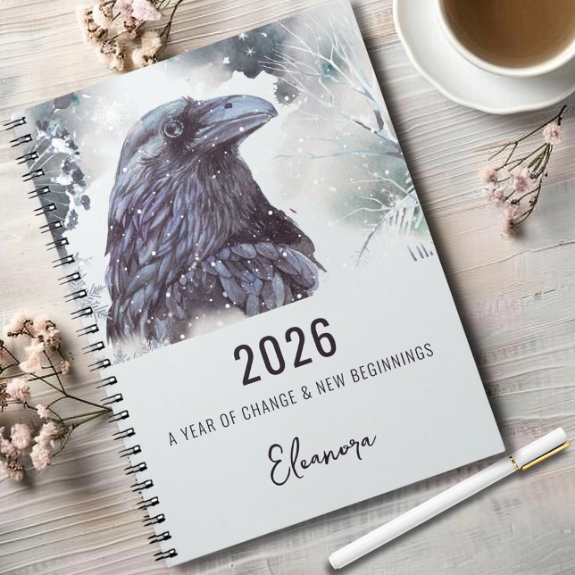 Cuaderno Simbolismo del Cuervo Año de Cambio 2026 (2026 Year of Change and New Beginnings Raven Symbolism Small Notebook)