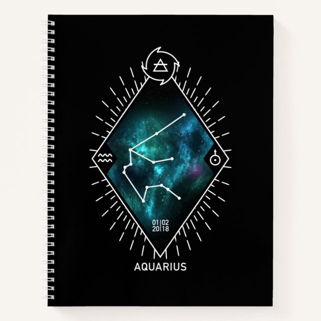 Cuaderno Símbolo acuario de constelación y zodiaco (Anverso)