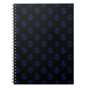 Cuaderno Símbolo ateo: azul sobre negro