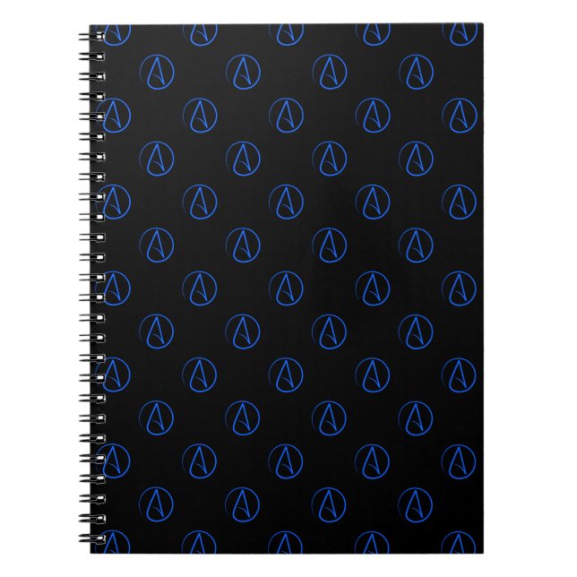 Cuaderno Símbolo ateo: azul sobre negro (Frente)