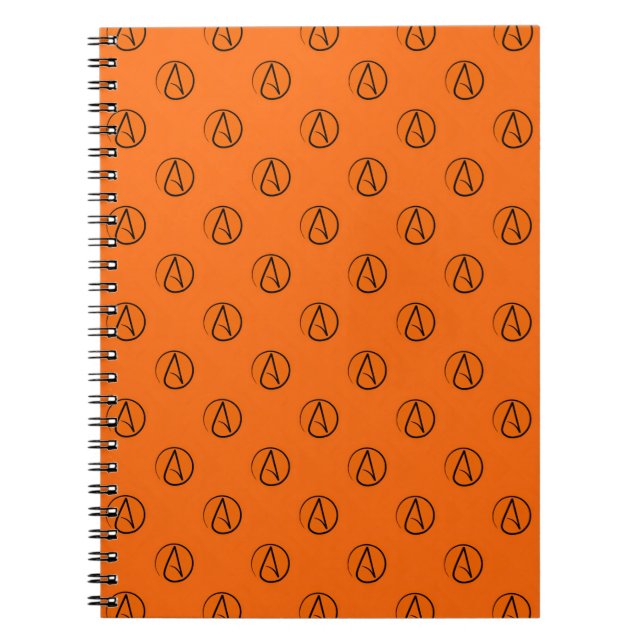 Cuaderno Símbolo ateo: negro sobre naranja (Frente)