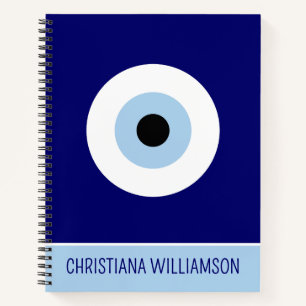 Cuaderno Símbolo azul malvado Ojo Buena suerte y protección