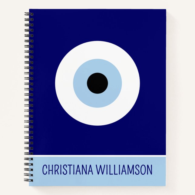 Cuaderno Símbolo azul malvado Ojo Buena suerte y protección (Anverso)