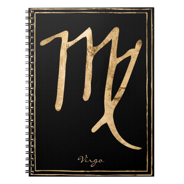 Cuaderno Símbolo de astrología de oro estilizado de Virgo (Frente)