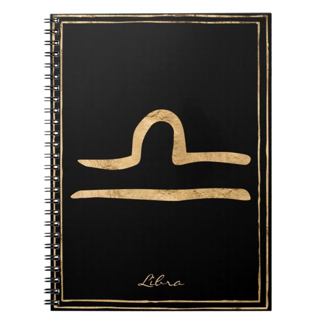 Cuaderno Símbolo de astrología estilizada con oro de Libra (Frente)