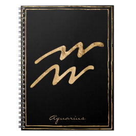 Cuaderno Símbolo de astrología estilizada de oro de Aquariu
