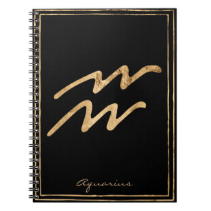 Cuaderno Símbolo de astrología estilizada de oro de Aquariu