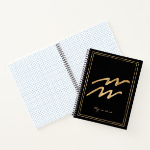 Cuaderno Símbolo de astrología estilizada de oro de Aquariu
