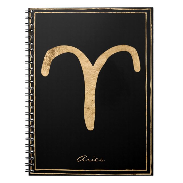 Cuaderno Símbolo de astrología estilizada de oro de Aries (Frente)