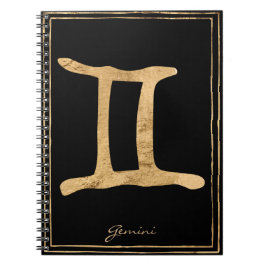 Cuaderno Símbolo de astrología estilizada de oro de Gemini