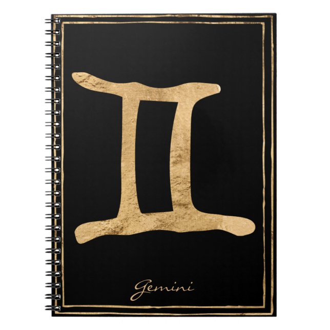 Cuaderno Símbolo de astrología estilizada de oro de Gemini (Frente)