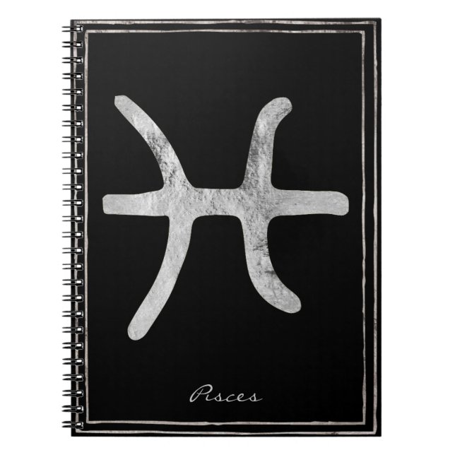 Cuaderno Símbolo de astrología estilizada de plata martilla (Frente)